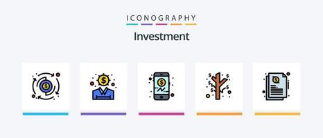 Anlagelinie gefüllt 5 Icon Pack inklusive Verarbeitung. Dollar. Versicherung. profitieren. Investition. kreatives Symboldesign vektor