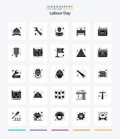 Creative Labor Day 25 Glyph Solid Black Icon Pack wie Bau. Rotlicht. Baumeister. stoppen. Planke vektor