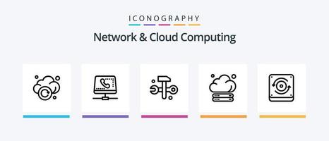 Netzwerk- und Cloud-Computing-Line-5-Icon-Pack einschließlich Web. überweisen. Wolke. Vernetzung. rechnen. kreatives Symboldesign vektor