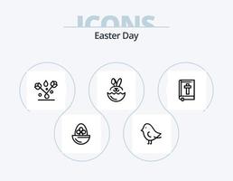 påsk linje ikon packa 5 ikon design. påsk. bibeln. fågel. kanin. bynny vektor