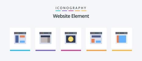 Website-Element Flat 5 Icon Pack inklusive Website-Layout. Web-Layout. Webseite. Layout. Webseite. kreatives Symboldesign vektor