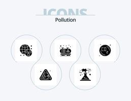 Verschmutzung Glyphe Icon Pack 5 Icon Design. Abfall. CO-Gas. nuklear. Panzer. Öl vektor