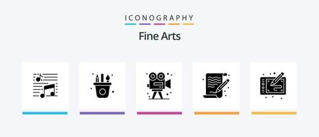 Fine Arts Glyph 5 Icon Pack inklusive Datei. Künste. Handwerk. Kunst. Künste. kreatives Symboldesign vektor