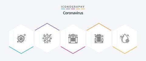 coronavirus 25 linje ikon packa Inklusive blod. karantän. byggnad. coronavirus. amning vektor