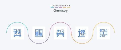 Chemie blau 5 Icon Pack inklusive Chemie. Raum. Chemie. Wissenschaft. Lampe vektor