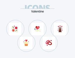 Valentinstag flaches Icon Pack 5 Icon Design. Liebe. Valentinsgrüße. Liebe. Valentinstag. Verlobungsring vektor