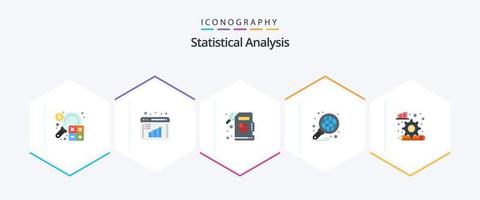 statistisk analys 25 platt ikon packa Inklusive diagram. Rapportera. data utvärdering. Graf. företag vektor