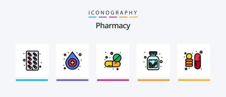 apotek linje fylld 5 ikon packa Inklusive . ljus Glödlampa. vetenskap. innovation. medicinsk räkningen. kreativ ikoner design vektor