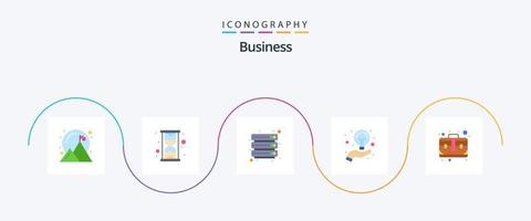 företag platt 5 ikon packa Inklusive företag. väska. moln server. aning. kreativ vektor