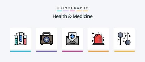 gesundheits- und medizinlinie gefüllt 5 icon pack einschließlich gesundheitswesen. Krankenwagen. Fitness. Medizin. Gesundheit. kreatives Symboldesign vektor