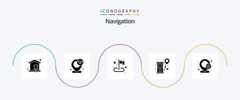 navigering glyf 5 ikon packa Inklusive . plats. plats. geo. Karta vektor