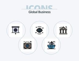 globale Business Line gefüllt Icon Pack 5 Icon Design. Nachricht. Forum. Tasche. Diskussion. Gepäck vektor