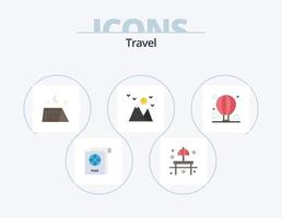 Reisen flach Icon Pack 5 Icon Design. Ballon. Berg. Camping. Landschaft. wandern vektor