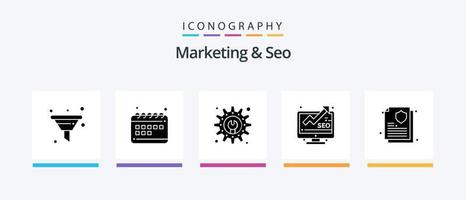 Marketing und SEO Glyph 5 Icon Pack inklusive Dokument. Garantie. Entwicklungswerkzeug. seo. Marketing. kreatives Symboldesign vektor