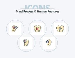 sinne bearbeta och mänsklig funktioner linje fylld ikon packa 5 ikon design. skriva. sinne. fantasi. huvud. mänsklig vektor