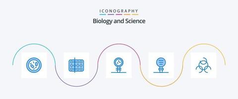 Biologie blau 5 Icon Pack inklusive Experiment. Biologie. Medizin. Lernen. Wissen vektor