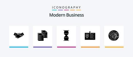 Modern Business Glyph 5 Icon Pack inklusive Timer. Sanduhr. Daten. Uhr. Sanduhr. kreatives Symboldesign vektor