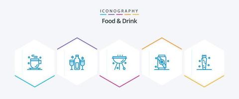 Essen und Trinken 25 blaue Icon-Packs inklusive . Essen. Getränke. trinken. Essen vektor