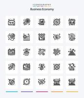 Creative Economy 25 Gliederungs-Icon-Pack wie Arbeit. Gang. Wirtschaft. Dollar. Graph vektor