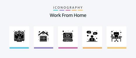 Arbeit von zu Hause aus Glyph 5 Icon Pack inklusive Tabelle. Kommunikation. Forderung. Geschäft. Werbung. kreatives Symboldesign vektor