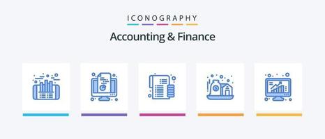 bokföring och finansiera blå 5 ikon packa Inklusive växa. investering. dokumentera. Hem. pengar. kreativ ikoner design vektor