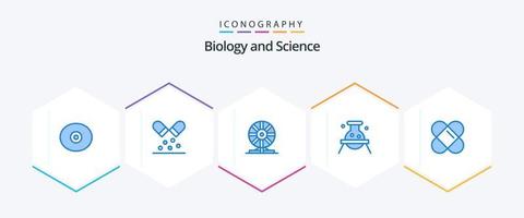 biologi 25 blå ikon packa Inklusive lappa. farlig. biologi. kemi. biokemi vektor