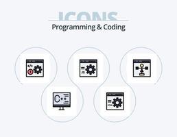 Programmier- und Codierzeile gefüllt Icon Pack 5 Icon Design. Entwicklung. Kodierung. Entwicklung. Programmierung. entwickeln vektor