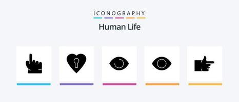 Human Glyph 5 Icon Pack inklusive . Gesicht. Daumen hoch. kreatives Symboldesign vektor