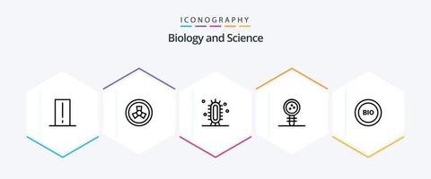 biologi 25 linje ikon packa Inklusive inlärning. kunskap. biologi. utbildning. studie vektor