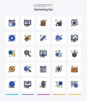 kreatives Marketing SEO 25 Zeilen gefülltes Icon Pack wie Behinderung. Zahnrad. Tasche. Zugänglichkeit. wie vektor