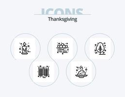 Thanksgiving Line Icon Pack 5 Icon Design. Truthahn. Geflügel. quetschen. Essen. das Erntedankfest vektor