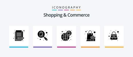 Shopping und Handel Glyphe 5 Icon Pack inklusive Damengeldbörse. belohnen. E-Commerce. gegenwärtig. Geschenkbox. kreatives Symboldesign vektor