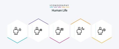menschliches 25-Zeilen-Icon-Paket einschließlich Mensch. Benutzerbild. Sommer. Video. menschlich vektor