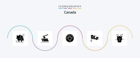 Canada Glyph 5 Icon Pack inklusive Arktis. Standort. Holz. Karte. Ahorn vektor