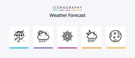 väder linje 5 ikon packa Inklusive . Sol. vind. väder. måne. kreativ ikoner design vektor