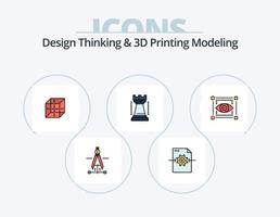 Design Thinking und D Printing Modeling Line gefüllt Icon Pack 5 Icon Design. Bleistift . Maschinenbau. 3d. Ausbildung. Kompass vektor