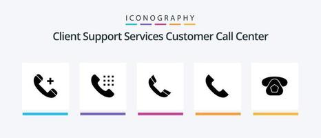 Call Glyph 5 Icon Pack inklusive Handy. Telefon. Schlüssel. Telefon. Telefon. kreatives Symboldesign vektor