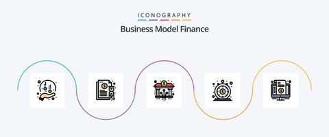 Finanzlinie gefülltes flaches 5-Icon-Paket einschließlich Darlehen. Finanzen. Benachrichtigung. Digital. Blockchain vektor