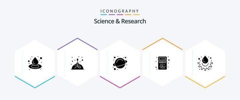 vetenskap 25 glyf ikon packa Inklusive vatten. samspel. rotation. kalkylator. app vektor