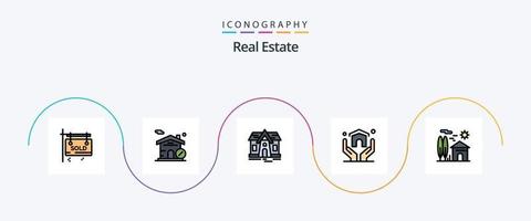 verklig egendom linje fylld platt 5 ikon packa Inklusive . verklig egendom. Hem. verklig. hus vektor