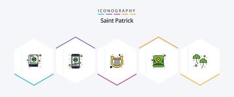 Saint Patrick 25 Filledline Icon Pack inklusive Kleeblatt. Kobold. Harfe. irisch. Tag vektor