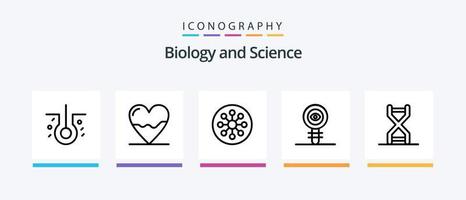 Biology Line 5 Icon Pack inklusive Atmen. Anatomie. Herz. Licht mete. Elektronik. kreatives Symboldesign vektor