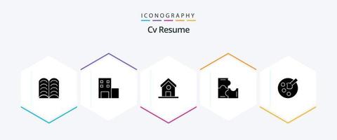 CV Resume 25 Glyphen-Icon-Pack mit Puzzleteilen. Rätsel. Ausbildung . Wissenschaft vektor