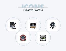 kreative Prozesslinie gefüllt Icon Pack 5 Icon Design. Vorschau. kreativ. Verfahren. Bild. Verfahren vektor