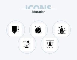 utbildning glyf ikon packa 5 ikon design. Plats. bana. utarbetande. astronomi. studie vektor