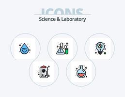 Wissenschaftslinie gefüllt Icon Pack 5 Icon Design. Birne. Modell. Wachstum. Ausbildung. Krug vektor