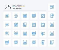 Webdesign 25 blaues Symbolpaket mit Werkzeugen. Website. Werkzeug. www. elektronisch vektor