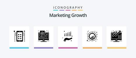 Marketing Growth Glyph 5 Icon Pack inklusive Trend. Parzelle. Erfolg. Fadenkreuz. Marketing. kreatives Symboldesign vektor