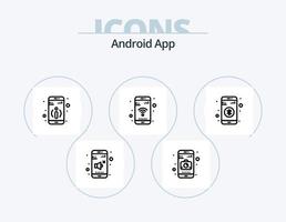 android app linje ikon packa 5 ikon design. . forskning. Karta. utforska. mobil vektor