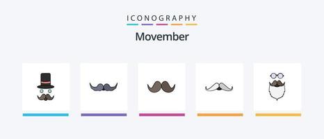 Movember platt 5 ikon packa Inklusive . manlig. män. flyttar. kreativ ikoner design vektor